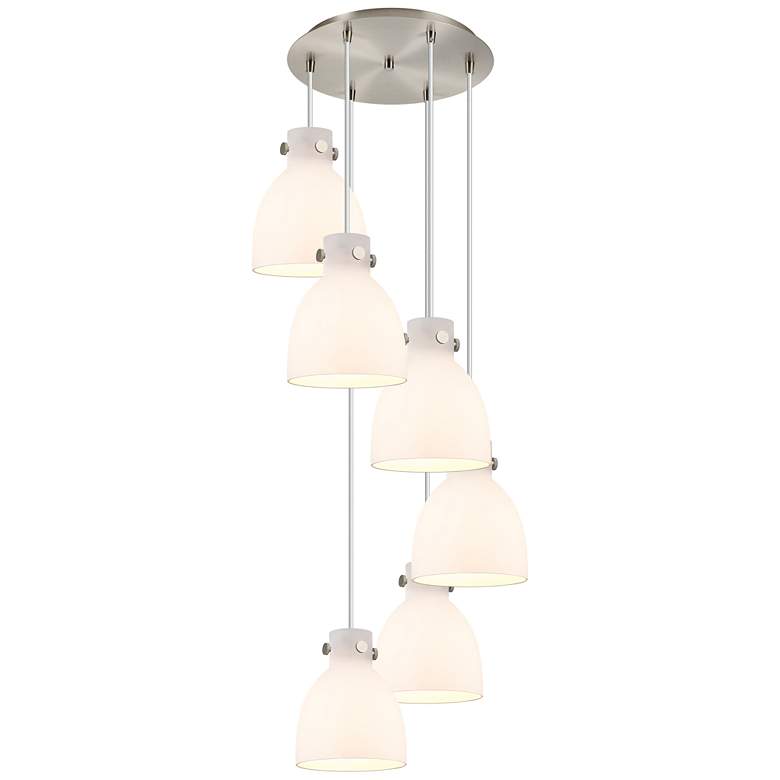 Image 1 Newton Sphere 51.75"W 4 Light Brushed Nickel Linear Pendant w/ Clear S