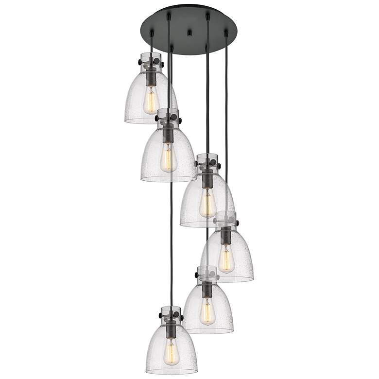 Image 1 Newton Sphere 51.75"W 4 Light Brushed Nickel Linear Pendant w/ White S
