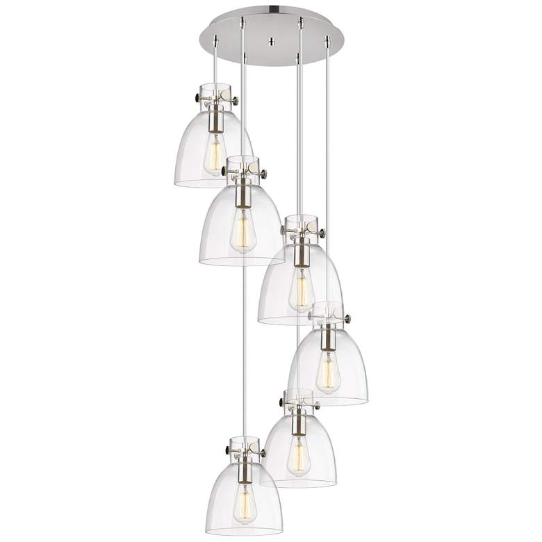 Image 1 Newton Sphere 51.75"W 4 Light Polished Nickel Linear Pendant w/ Clear