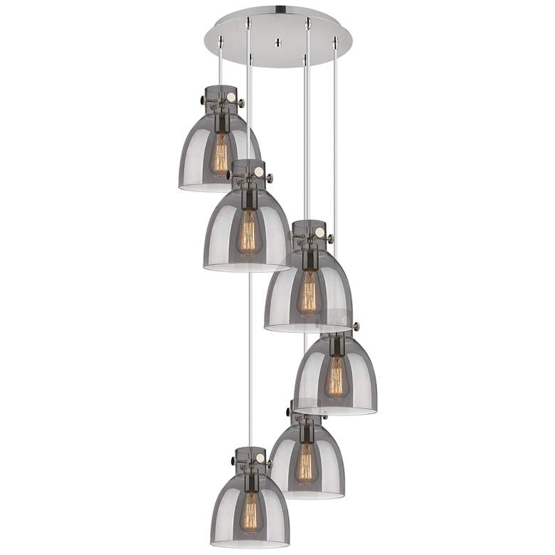 Image 1 Newton Sphere 51.75"W 4 Light Polished Nickel Linear Pendant w/ Smoke
