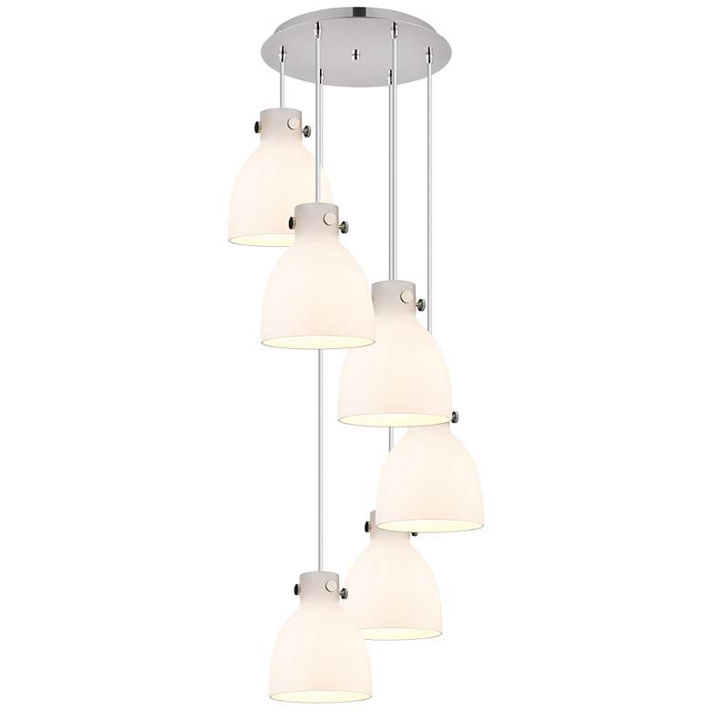 Image 1 Newton Sphere 51.75"W 4 Light Polished Nickel Linear Pendant w/ White