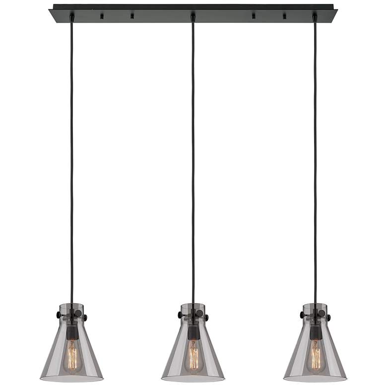 Image 1 Newton Sphere 51.75"W 7 Light Brushed Brass Linear Pendant w/ Seedy Sh