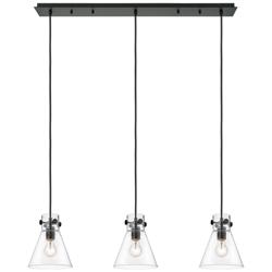 Newton Sphere 51.75"W 7 Light Brushed Brass Linear Pendant w/ Smoke Sh