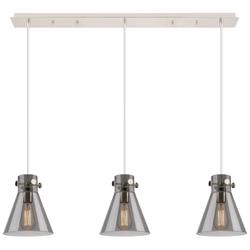 Newton Sphere 51.75"W 7 Light Brushed Nickel Linear Pendant w/ Seedy S