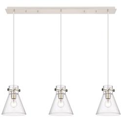 Newton Sphere 51.75"W 7 Light Brushed Nickel Linear Pendant w/ Smoke S