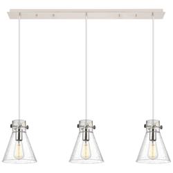 Newton Sphere 51.75"W 7 Light Brushed Nickel Linear Pendant w/ White S