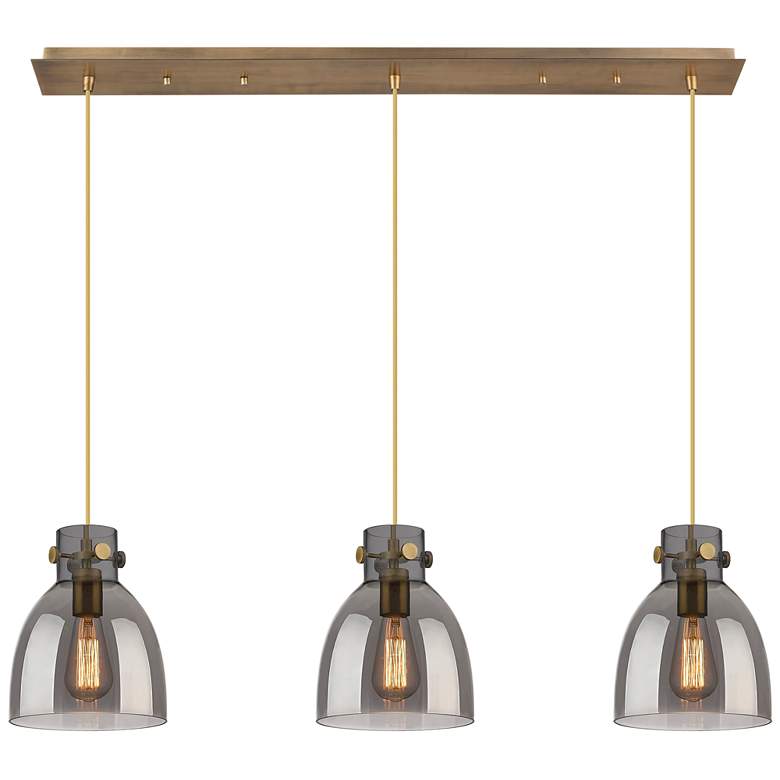 Image 1 Newton Sphere 51.75"W 7 Light Polished Nickel Linear Pendant w/ Smoke