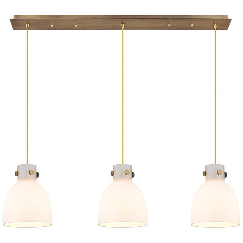 Image 1 Newton Sphere 51.75"W 7 Light Polished Nickel Linear Pendant w/ White