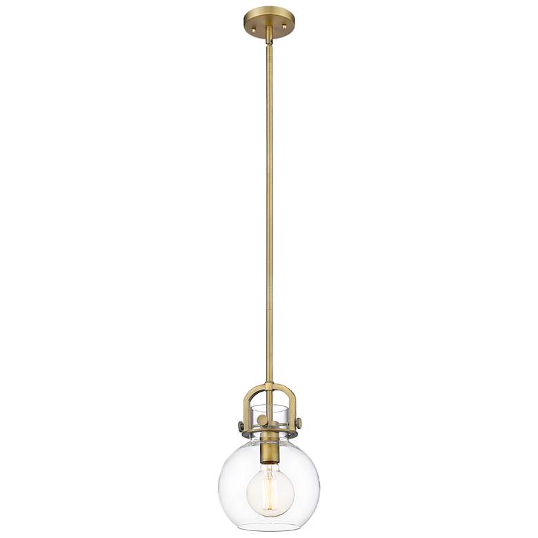 Image 1 Newton Sphere 8" Brushed Brass Stem Hung Mini Pendant