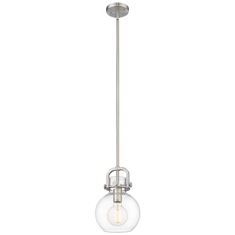 Image 1 Newton Sphere 8" Brushed Satin Nickel Stem Hung Mini Pendant