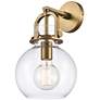 Newton Sphere 8" LED Sconce - Brass Finish - Clear Shade