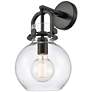 Newton Sphere 8" LED Sconce - Matte Black Finish - Clear Shade