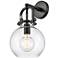 Newton Sphere 8" LED Sconce - Matte Black Finish - Clear Shade