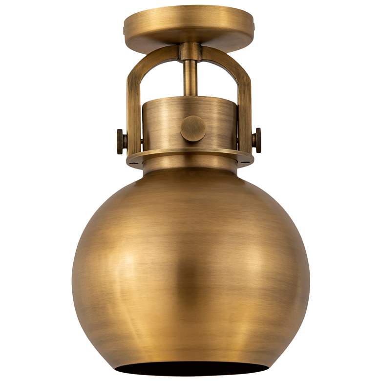 Image 1 Newton Sphere 8" Wide Brushed Brass Flush Mount With Brushed Brass Sha
