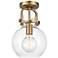 Newton Sphere 8" Wide Brushed Brass Flush Mount with Clear Shade
