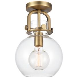 Newton Sphere 8" Wide Brushed Brass Flush Mount with Clear Shade Newton Sphere 8" Wide Brushed Brass Flush Mount with Clear Shade