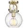 Newton Sphere 8" Wide Brushed Brass Flush Mount with Seedy Shade