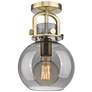 Newton Sphere 8" Wide Brushed Brass Flush Mount with Smoke Shade