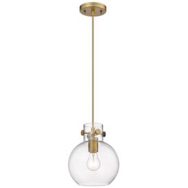 Newton Sphere 8" Wide Cord Hung Brushed Brass Pendant With Clear Shade Newton Sphere 8" Wide Cord Hung Brushed Brass Pendant With Clear Shade