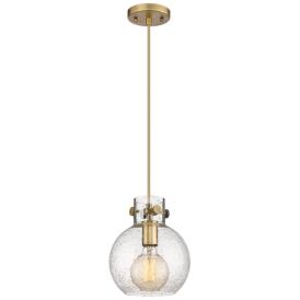 Newton Sphere 8" Wide Cord Hung Brushed Brass Pendant With Seedy Shade Newton Sphere 8" Wide Cord Hung Brushed Brass Pendant With Seedy Shade