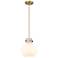 Newton Sphere 8" Wide Cord Hung Brushed Brass Pendant With White Shade