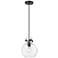 Newton Sphere 8" Wide Cord Hung Matte Black Pendant With Clear Shade