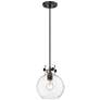 Newton Sphere 8" Wide Cord Hung Matte Black Pendant With Clear Shade