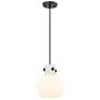 Newton Sphere 8" Wide Cord Hung Matte Black Pendant With White Shade