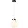 Newton Sphere 8" Wide Cord Hung Matte Black Pendant With White Shade