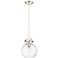 Newton Sphere 8" Wide Cord Hung Polished Nickel Pendant With Clear Sha
