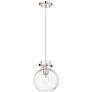 Newton Sphere 8" Wide Cord Hung Polished Nickel Pendant With Clear Sha