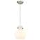 Newton Sphere 8" Wide Cord Hung Satin Nickel Pendant With White Shade