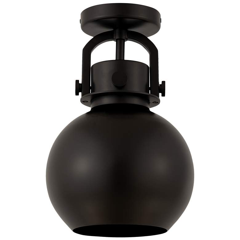 Image 1 Newton Sphere 8" Wide Matte Black Flush Mount With Matte Black Shade