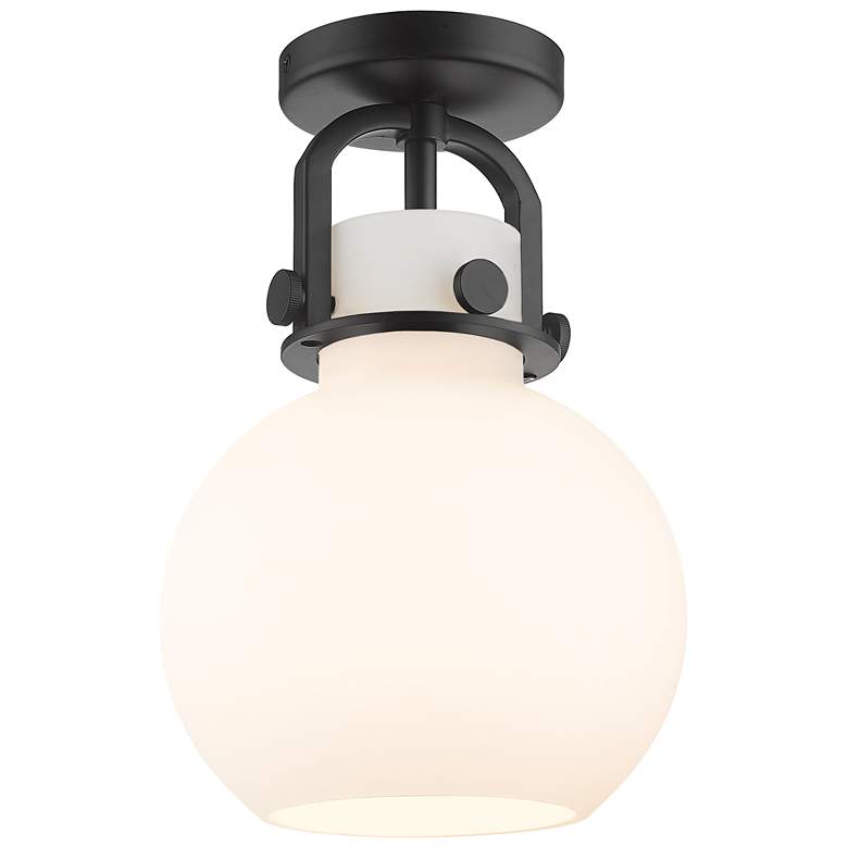 Image 1 Newton Sphere 8" Wide Matte Black Flush Mount with White Shade