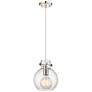 Newton Sphere 8" Wide Polished Nickel Cord Hung Pendant With Seedy Sha