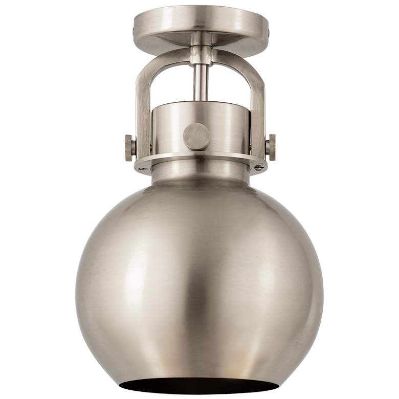 Image 1 Newton Sphere 8" Wide Satin Nickel Flush Mount With Satin Nickel Shade