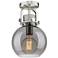 Newton Sphere 8" Wide Satin Nickel Flush Mount with Smoke Shade