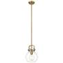 Newton Sphere 8" Wide Stem Hung Brushed Brass Pendant With Clear Shade
