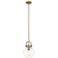 Newton Sphere 8" Wide Stem Hung Brushed Brass Pendant With Clear Shade