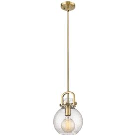 Newton Sphere 8" Wide Stem Hung Brushed Brass Pendant With Seedy Shade Newton Sphere 8" Wide Stem Hung Brushed Brass Pendant With Seedy Shade