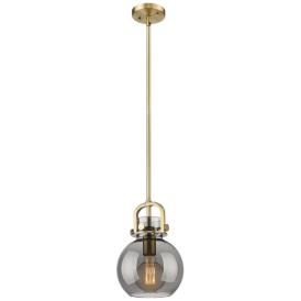 Newton Sphere 8" Wide Stem Hung Brushed Brass Pendant With Smoke Shade Newton Sphere 8" Wide Stem Hung Brushed Brass Pendant With Smoke Shade