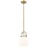Newton Sphere 8" Wide Stem Hung Brushed Brass Pendant With White Shade