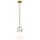Newton Sphere 8" Wide Stem Hung Brushed Brass Pendant With White Shade