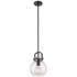 Newton Sphere 8" Wide Stem Hung Matte Black Pendant With Seedy Shade