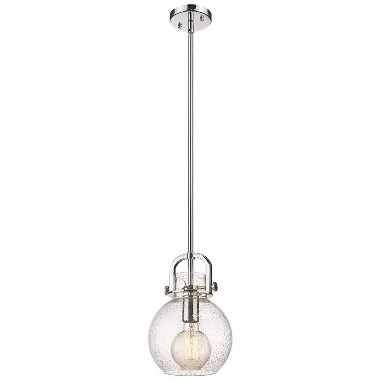 Image 1 Newton Sphere 8" Wide Stem Hung Polished Nickel Pendant With Seedy Sha
