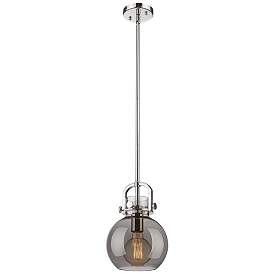 Image1 of Newton Sphere 8" Wide Stem Hung Polished Nickel Pendant With Smoke Sha