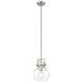 Newton Sphere 8" Wide Stem Hung Satin Nickel Pendant With Clear Shade