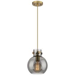 Newton Sphere 8"W Brushed Brass Mini Pendant w/ Smoke Shade