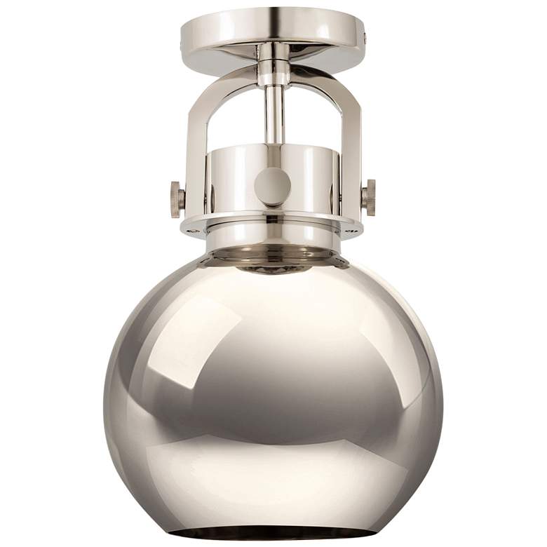 Image 1 Newton Sphere 8"W Polished Nickel Flush Mount With Polished Nickel Sha