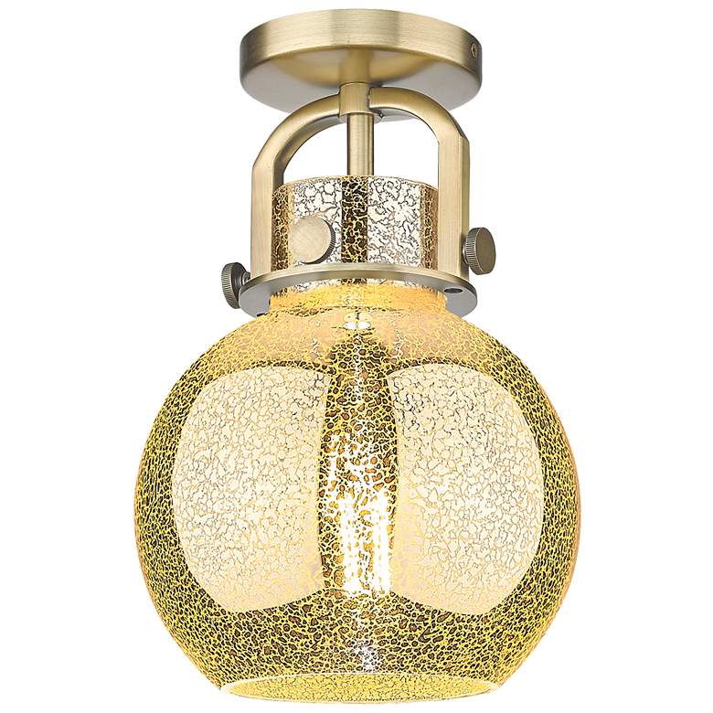 Image 1 Newton Sphere 8"W Brushed Brass Arched Flush Mount With Mercury Shade